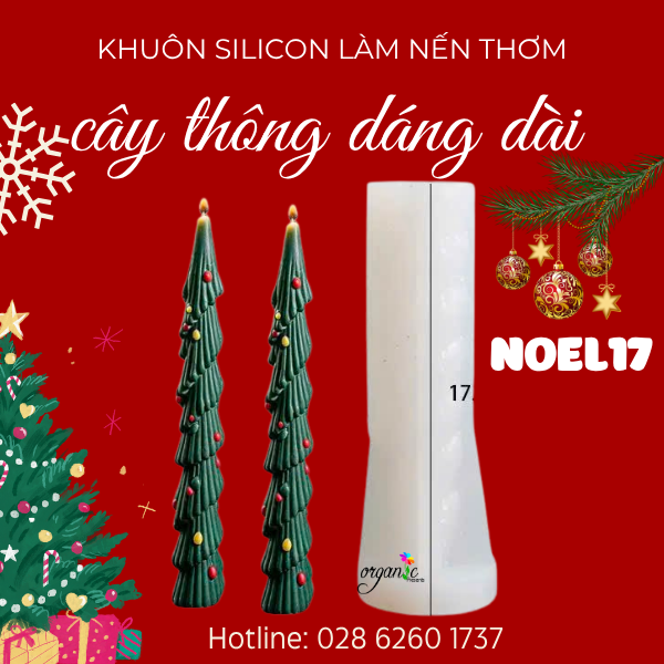 KHUÔN SILICONE LÀM NẾN CÂY THÔNG NOEL DÁNG DÀI (NOEL17)