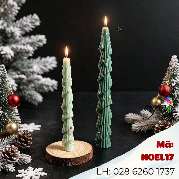 KHUÔN SILICONE LÀM NẾN CÂY THÔNG NOEL DÁNG DÀI (NOEL17)