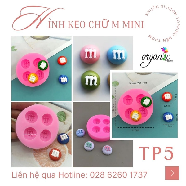KHUÔN SILICON TOPPING HÌNH KẸO CHỮ M (TP5)