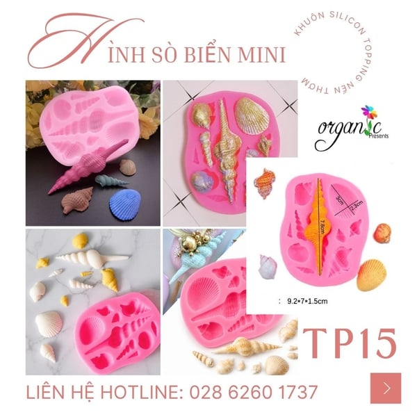 KHUÔN SILICON LÀM TOPPING HÌNH SÒ BIỂN MINI (TP15)