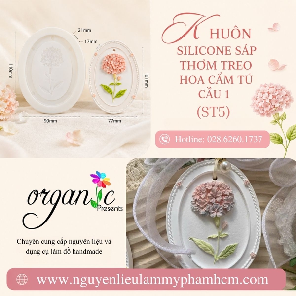 KHUÔN SILICONE SÁP THƠM TREO HOA CẨM TÚ CẦU 1 (ST5)