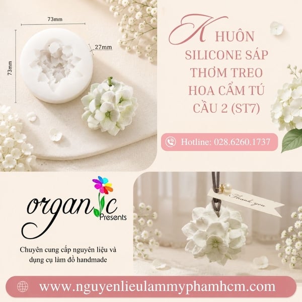 KHUÔN SILICONE SÁP THƠM TREO HOA CẨM TÚ CẦU 2 (ST7)