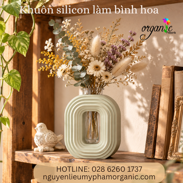 KHUÔN SILICON LÀM BÌNH HOA OVAL GÂN NỔI - KÈM ỐNG NHỰA (BH10)