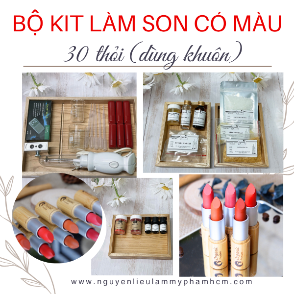 [KHỞI NGHIỆP] BỘ KIT LÀM 30 THỎI SON DƯỠNG MÔI CÓ MÀU (ĐỔ KHUÔN)