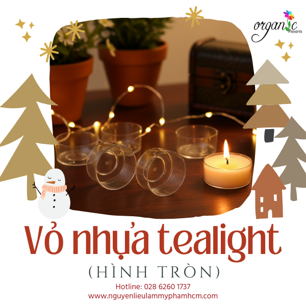 VỎ NHỰA LÀM NẾN TEALIGHT (KÈM TIM BẤC BẤM ĐẾ) (HÌNH TRÒN)