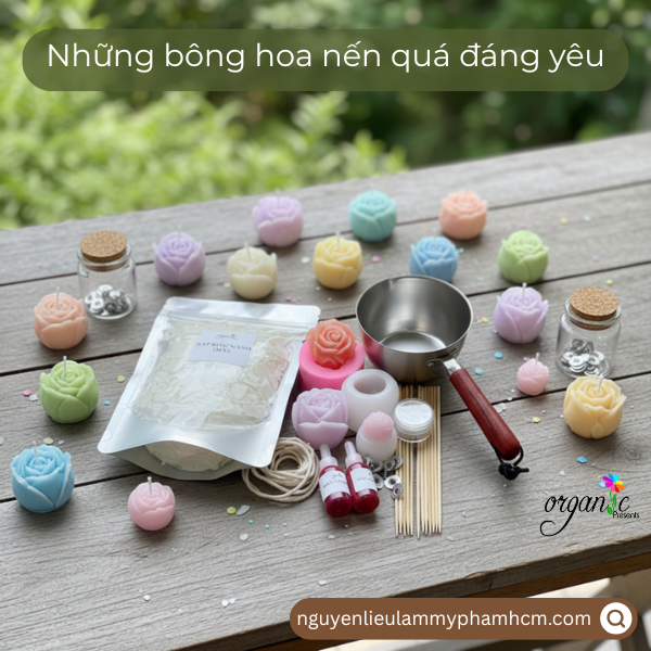 [DIY] BỘ KIT LÀM NẾN THƠM HOA HỒNG TẠI NHÀ