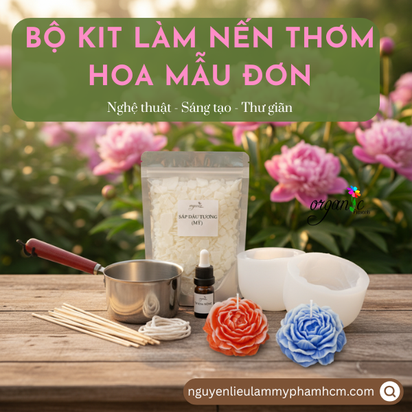 [DIY] BỘ KIT LÀM NẾN THƠM HOA MẪU ĐƠN TẠI NHÀ