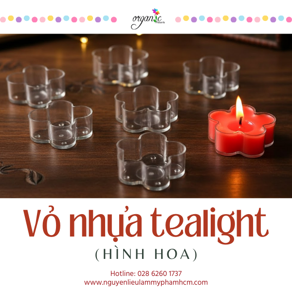 VỎ NHỰA LÀM NẾN TEALIGHT (KÈM TIM BẤC BẤM ĐẾ) (HÌNH HOA)