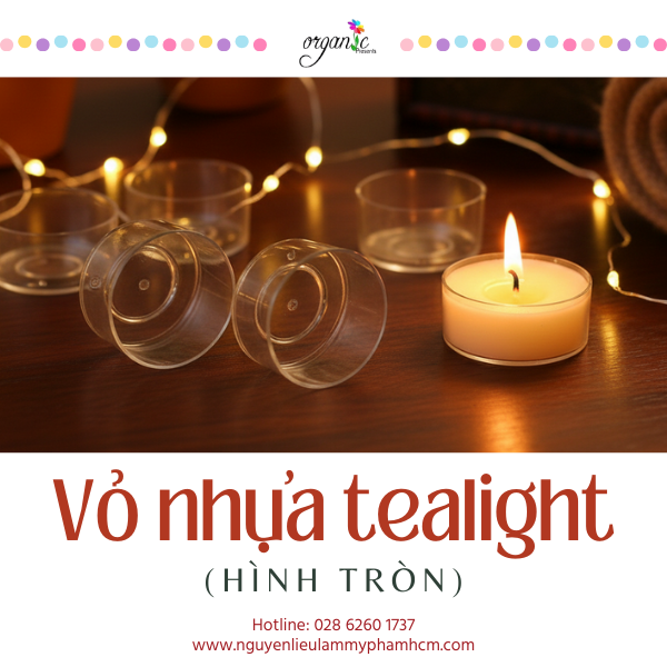 VỎ NHỰA LÀM NẾN TEALIGHT (KÈM TIM BẤC BẤM ĐẾ) (HÌNH TRÒN)
