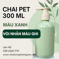 CHAI PET 300 ML XANH VÒI NHẤN MÀU GHI