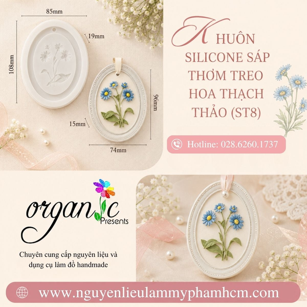 KHUÔN SILICONE SÁP THƠM TREO HOA THẠCH THẢO (ST8)