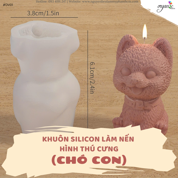 KHUÔN SILICON LÀM NẾN HÌNH THÚ CƯNG (CHÓ CON - DV01)