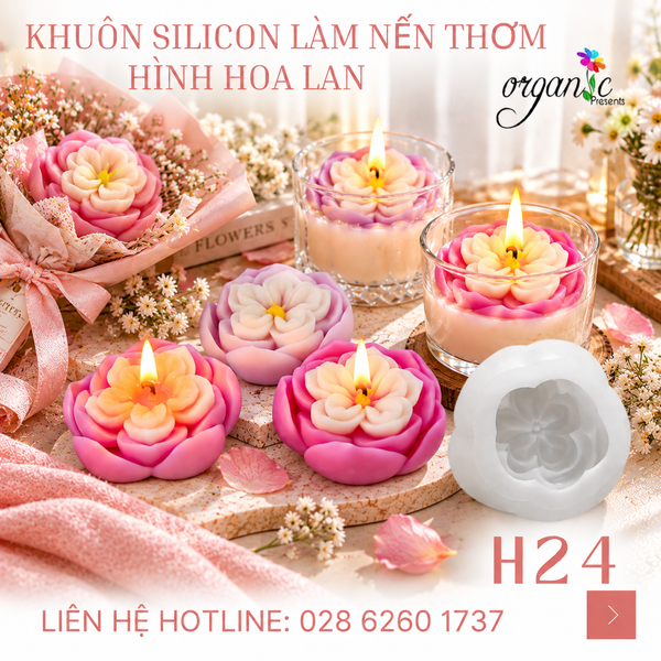 KHUÔN SILICON LÀM NẾN THƠM HÌNH HOA LAN (H24)