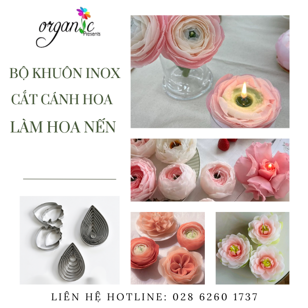 BỘ KHUÔN INOX CẮT CÁNH HOA LÀM HOA NẾN
