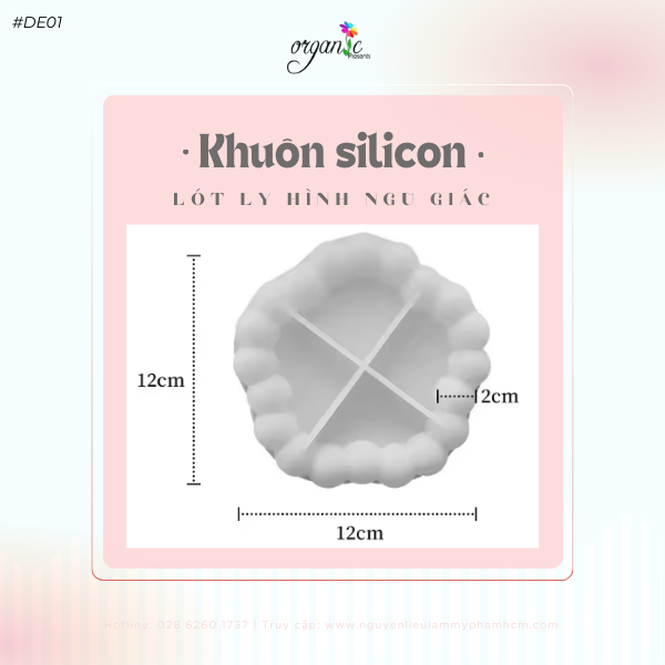 KHUÔN SILICON LÀM ĐẾ LÓT LY (HÌNH NGŨ GIÁC - DE01)