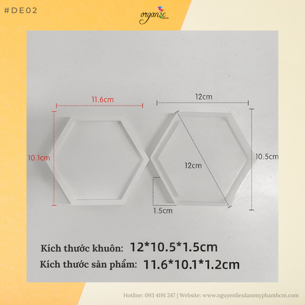 KHUÔN SILICON LÀM ĐẾ LÓT LY (HÌNH LỤC GIÁC - DE02)