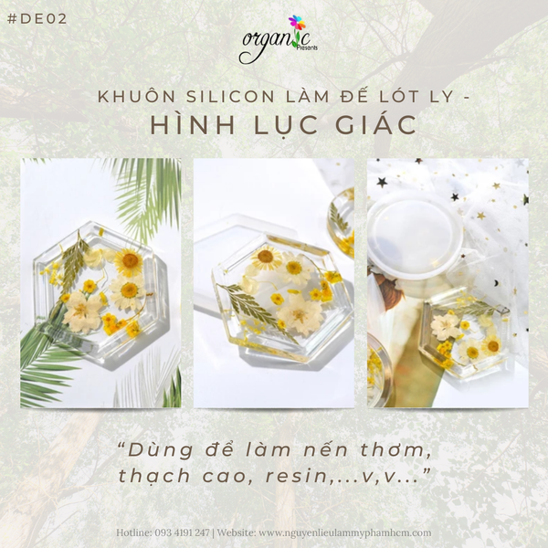 KHUÔN SILICON LÀM ĐẾ LÓT LY (HÌNH LỤC GIÁC - DE02)