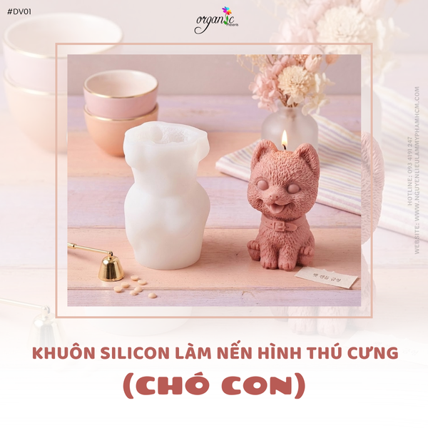 KHUÔN SILICON LÀM NẾN HÌNH THÚ CƯNG (CHÓ CON - DV01)