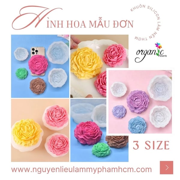 KHUÔN SILICON LÀM NẾN THƠM HÌNH HOA MẪU ĐƠN (H13)