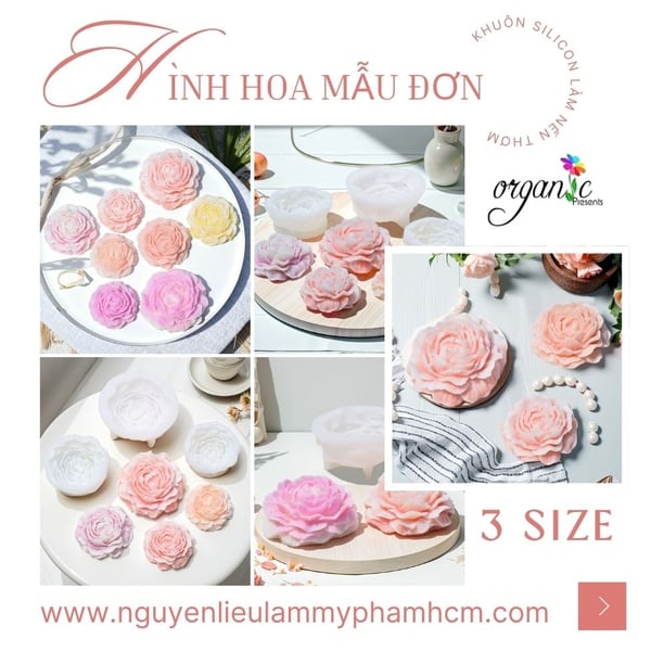 KHUÔN SILICON LÀM NẾN THƠM HÌNH HOA MẪU ĐƠN (H13)