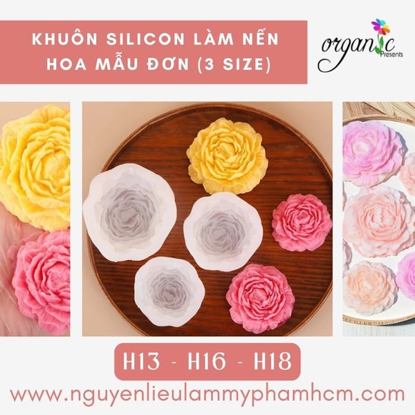 KHUÔN SILICON LÀM NẾN THƠM HÌNH HOA MẪU ĐƠN (H13)