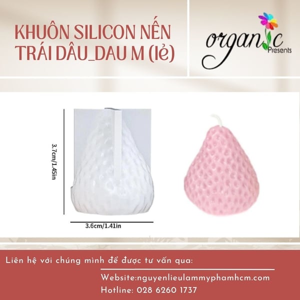 KHUÔN SILICON LÀM NẾN THƠM HÌNH TRÁI DÂU (KHUÔN 1 TRÁI) (DAU-M-LẺ)