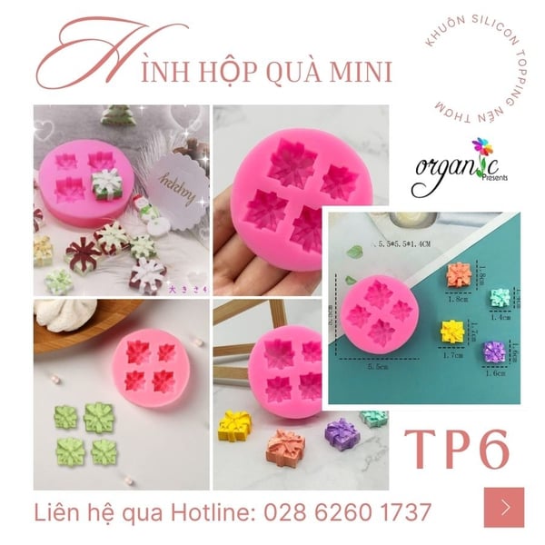KHUÔN SILICON TOPPING HÌNH HỘP QUÀ (TP6) 