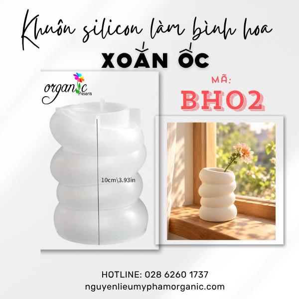 KHUÔN SILICONE LÀM BÌNH HOA XOẮN ỐC (BH02)