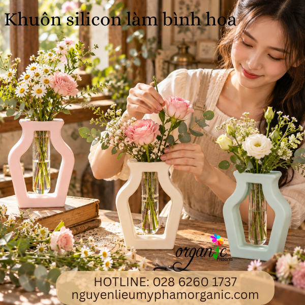 KHUÔN SILICON LÀM THẠCH CAO HÌNH BÌNH HOA CỔ LOE CÁCH ĐIỆU - KÈM ỐNG NHỰA (BH11)