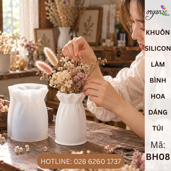 KHUÔN SILICON LÀM BÌNH HOA DÁNG TÚI (BH08)