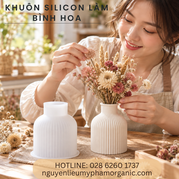 KHUÔN SILICONE LÀM BÌNH HOA GÂN SỌC (BH03)