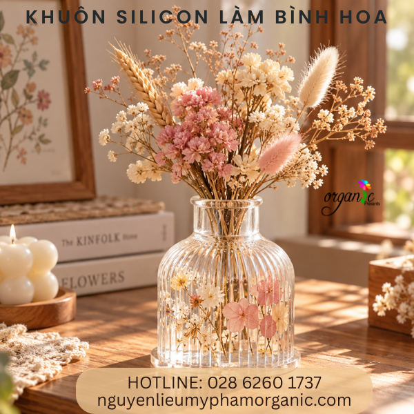 KHUÔN SILICONE LÀM BÌNH HOA GÂN SỌC (BH03)