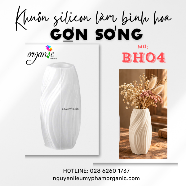 KHUÔN SILICONE LÀM BÌNH HOA GỢN SÓNG (BH04)