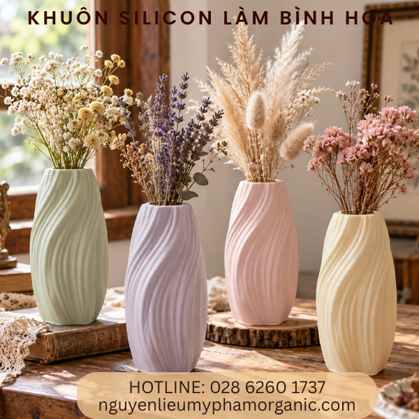 KHUÔN SILICONE LÀM BÌNH HOA GỢN SÓNG (BH04)