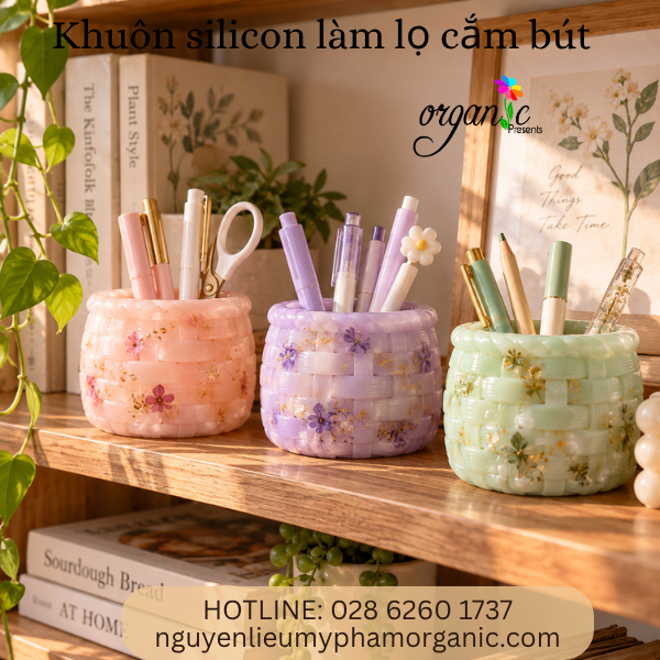 KHUÔN SILICON LÀM BÌNH HOA, LY ĐỰNG NẾN HÌNH GIỎ MÂY (BH07)