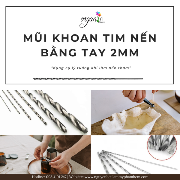 MŨI KHOAN TIM NẾN BẰNG TAY 2MM