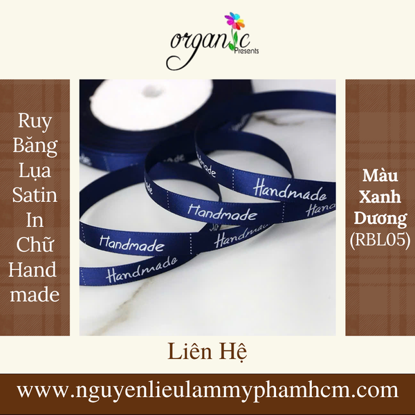 RUY BĂNG LỤA SATIN IN CHỮ HANDMADE LÀM ĐỒ THỦ CÔNG