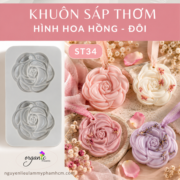 KHUÔN SÁP THƠM (HÌNH HOA HỒNG ĐÔI- ST34)