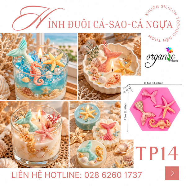  KHUÔN SILICON TOPPING HÌNH ĐUÔI CÁ- SAO- CÁ NGỰA ( TP14)