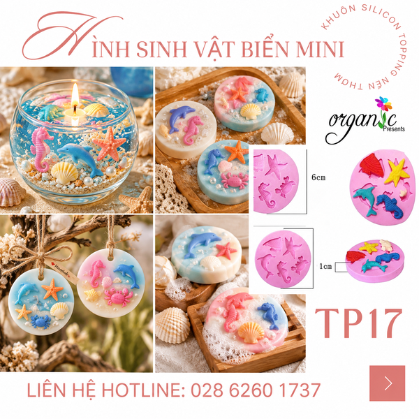 KHUÔN SILICON TOPPING HÌNH SINH VẬT BIỂN MINI ( TP17)