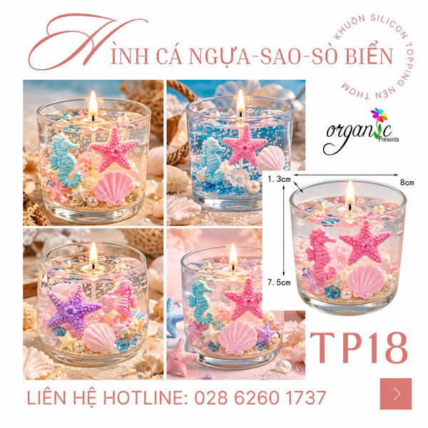 KHUÔN SILICON TOPPING HÌNH CÁ NGỰA, SAO BIỂN VÀ SÒ BIỂN (TP18)
