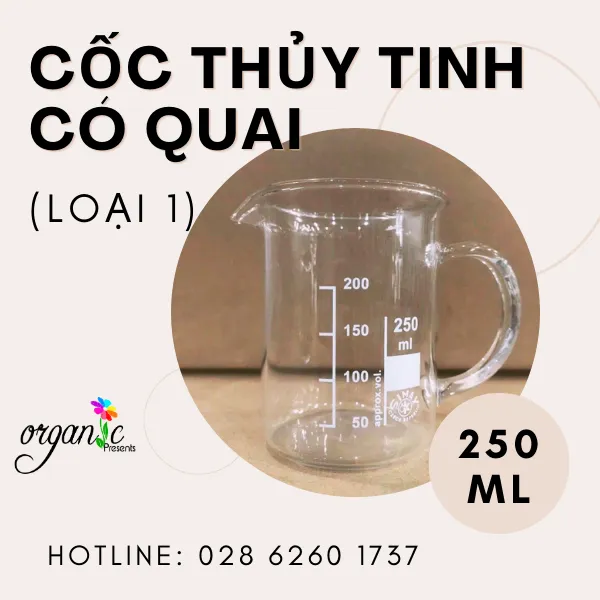 CỐC THỦY TINH 250 ML CÓ QUAI CẦM (LOẠI 1)