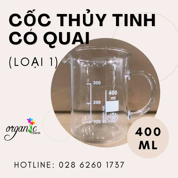 CỐC THỦY TINH 400 ML CÓ QUAI CẦM (LOẠI 1)