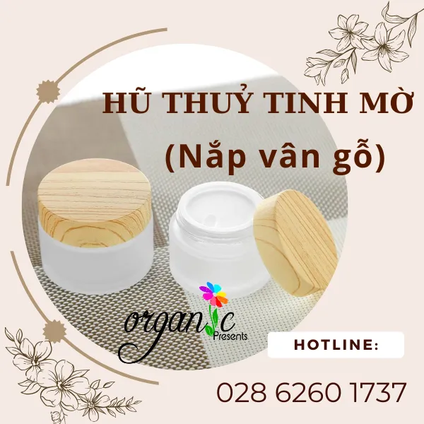 HŨ KEM DƯỠNG THỦY TINH MỜ 30G (NẮP VÂN GỖ)