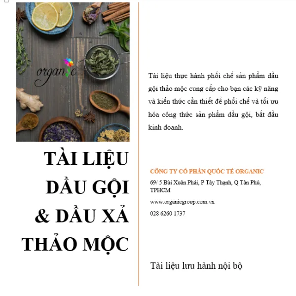 TÀI LIỆU LÀM DẦU GỘI & DẦU XẢ THẢO MỘC