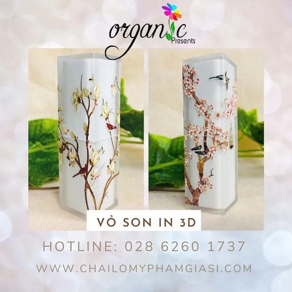 VỎ SON HANDMADE (IN 3D - MÀU TRẮNG HOA TO)