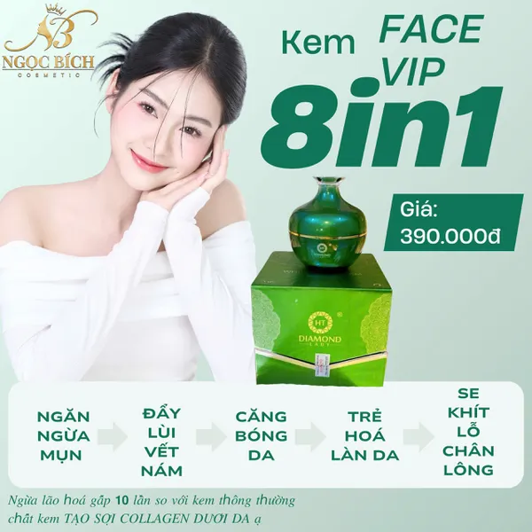 🔥 KEM FACE VIP 8IN1 DIAMOND LADY - CÔNG THỨC ĐỘT PHÁ GIÚP DA TRẮNG HỒNG, CĂNG MƯỚT ✨