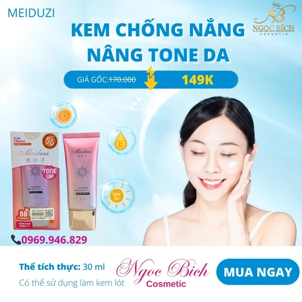 Kem Chống Nắng Meiduzi  SPF 50++++ ,Dưỡng Trắng Da Nâng Tone Tức Thời, ngăn ngừa nám da