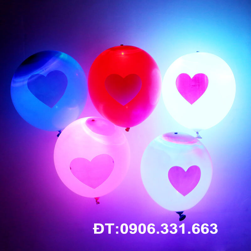 Bong bóng led in hình trái tim Bong bóng led in hình trái tim