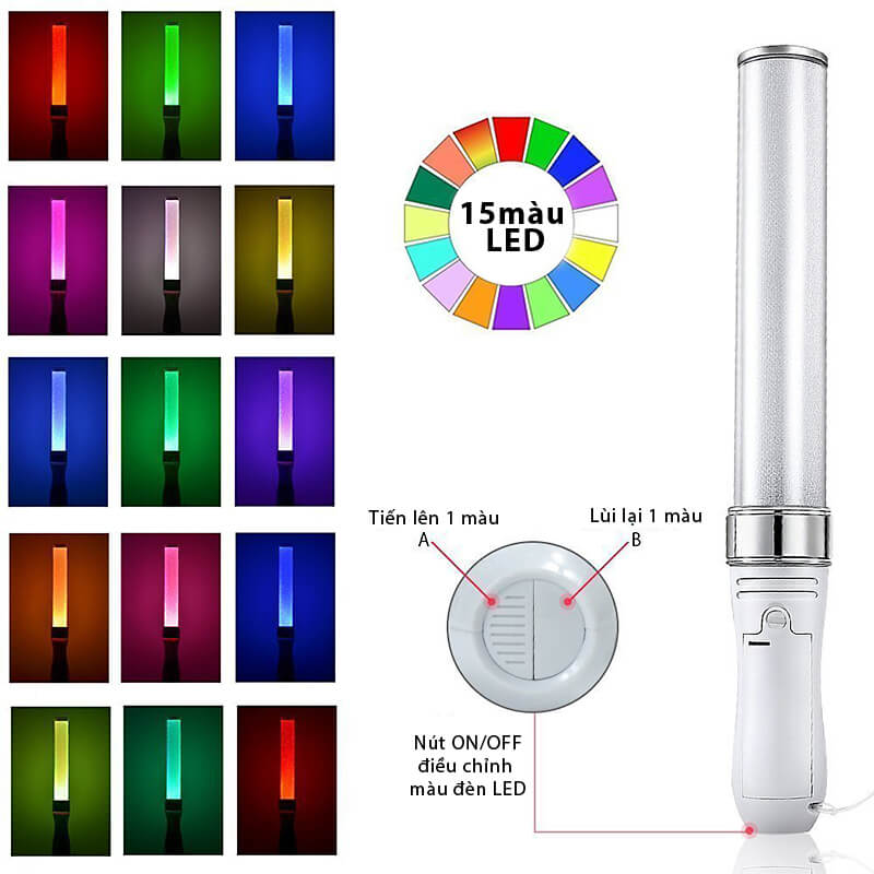 Cây đèn led cổ vũ phát sáng 15 màu Cây đèn led cổ vũ phát sáng 15 màu